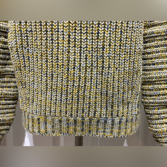 Maje Mous Oversized Yellow Multi Marled Chunky Ribbed Knit Wool Blend Sweater - Picture 7 of 14